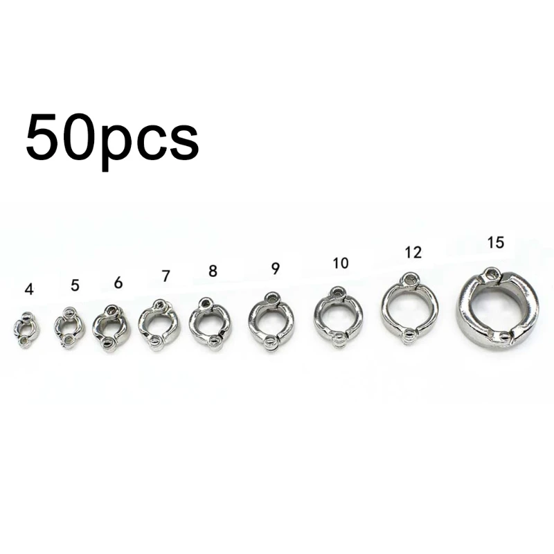 50pcs Parrot Leg Rings Metal Active Opening Foot Ring Alloy Clip for Large Bird