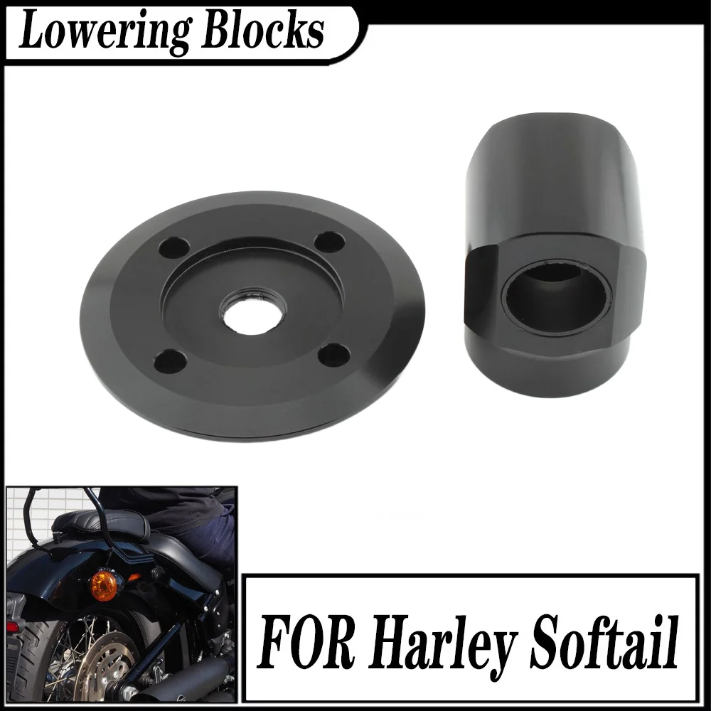 FOR Harley Softail FLSB FLSTN FXBR FXLRS FLFB FXFB Rear Lowering Links Blocks Kit 026715 Aluminum Black 2018-2024