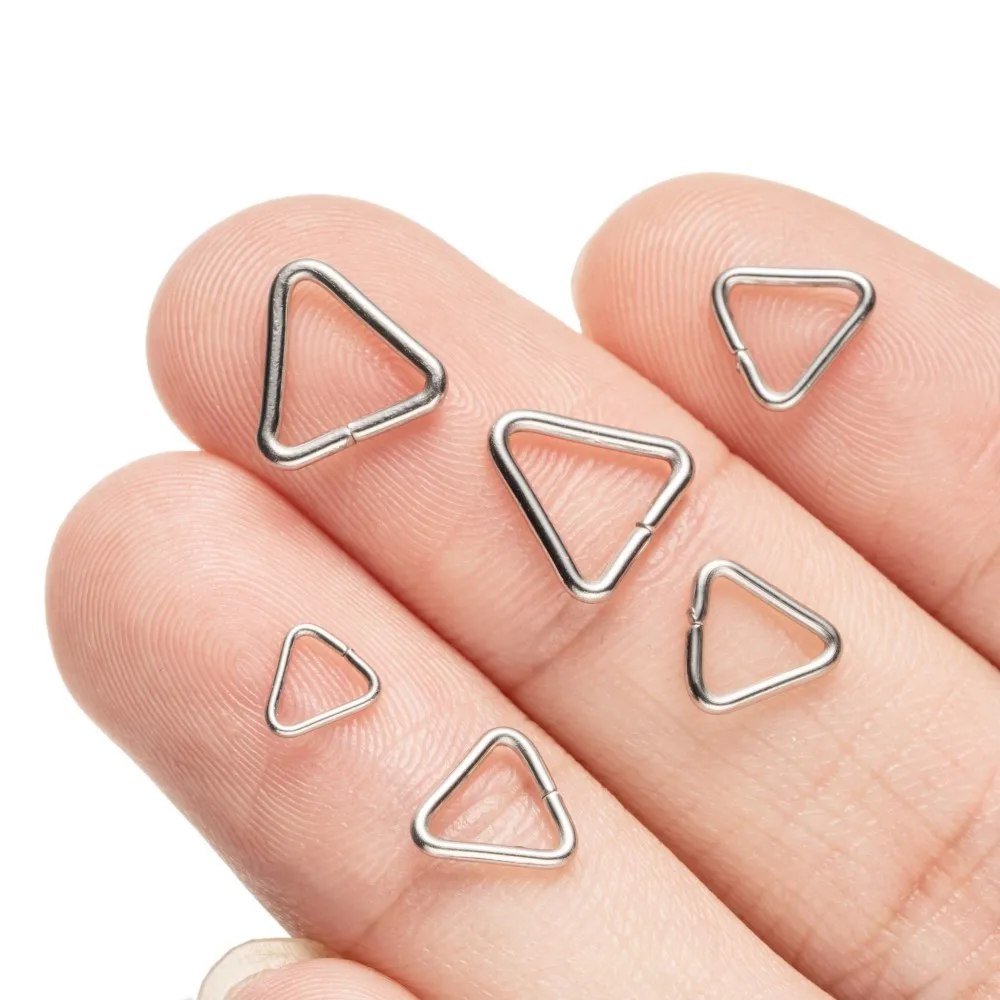 100pcs Stainless Steel Open Triangle Oval Jump Ring Pinch Clip Bail for Jewelry Making Accessories DIY Earring Bracelet Necklace view 3