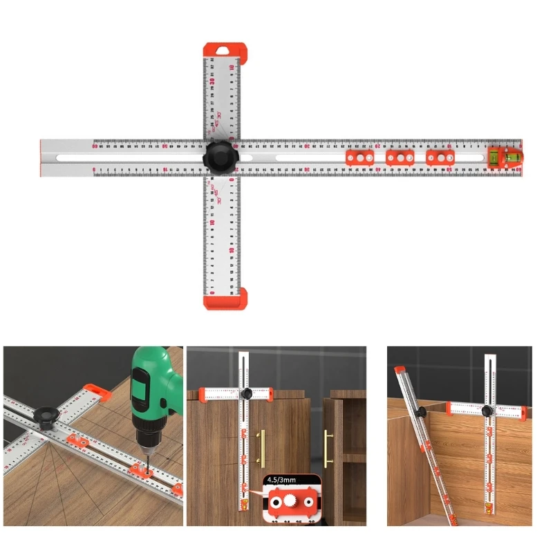 

CabinetHardwareJig, AdjustableCabinet Handle Template Tool with Alignment Hole,Punch Locators Drill Guide KXRE