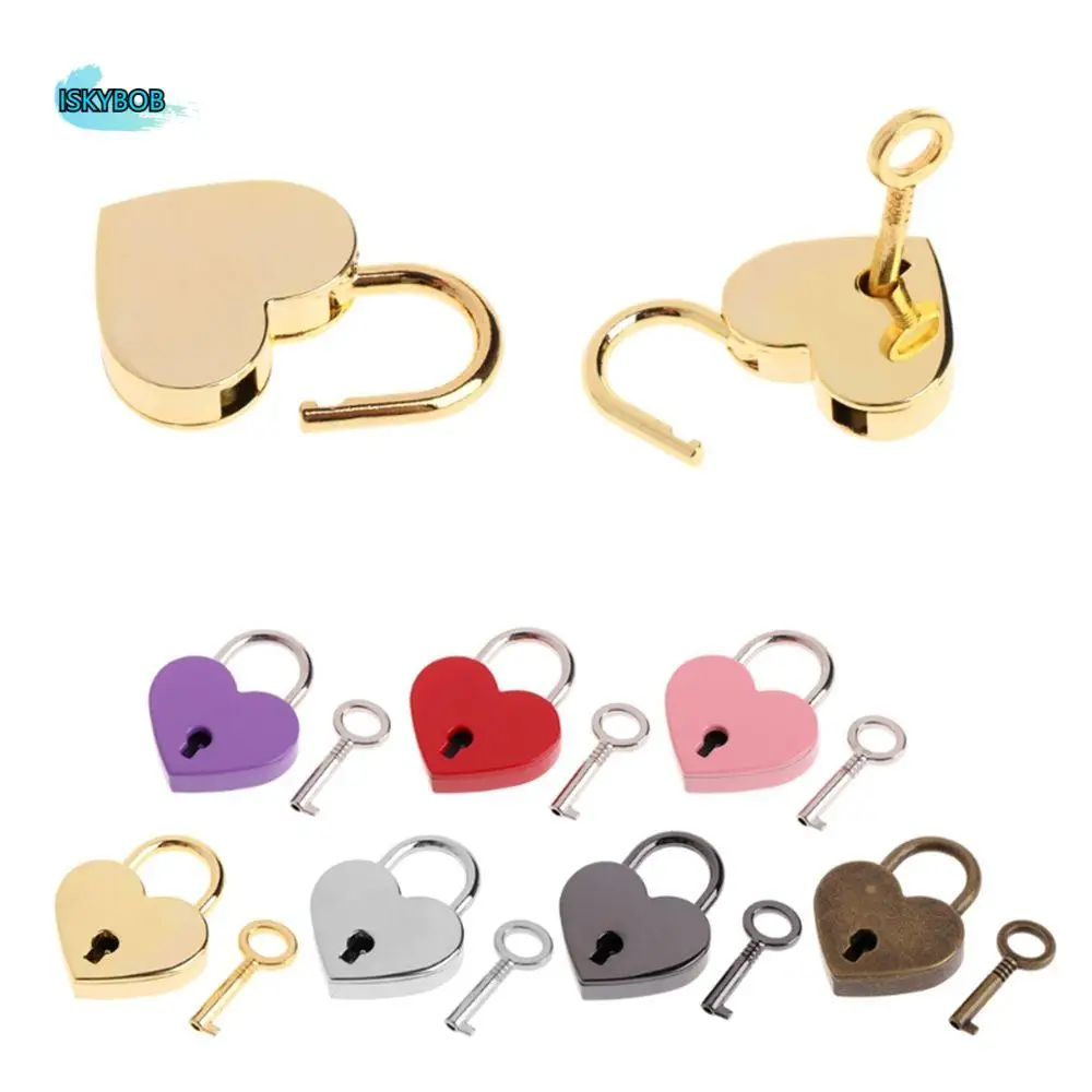 

Diary Book Jewelry Box Mini with Key Heart Shape Travel Locks Padlock Hardware Love Heart Lock