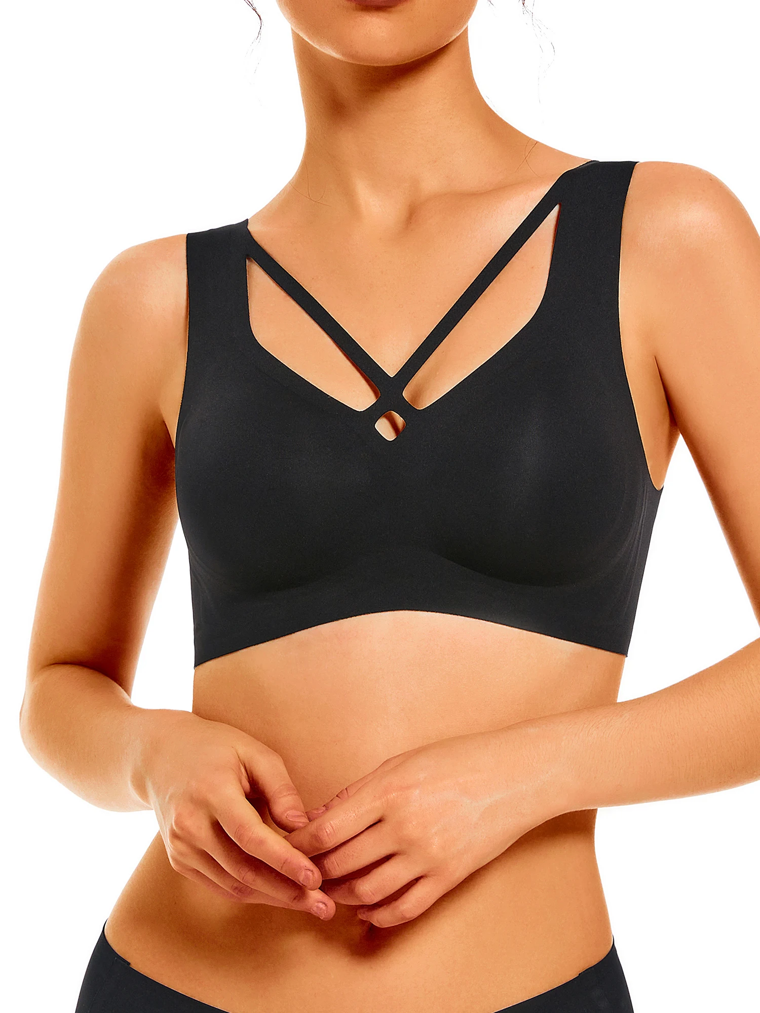 

Comfort Sport Bra Wireless Seamless Bralette Women's Push Up Underwear Girls Students Breathable Gathered Lingerie Solid Color