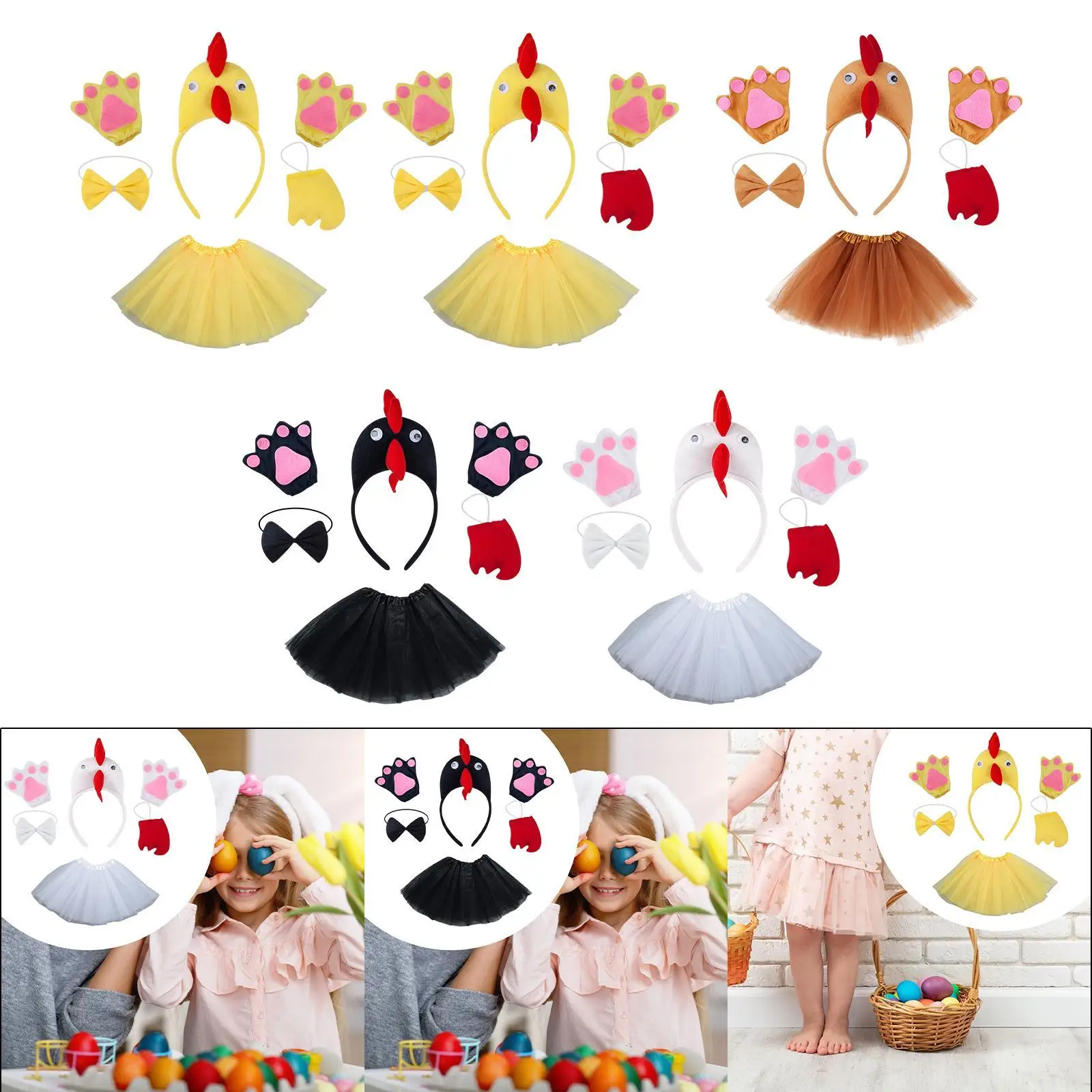 Chicken Costume with Tie Tail Gloves Easter for Thanksgiving Cosplay Girls