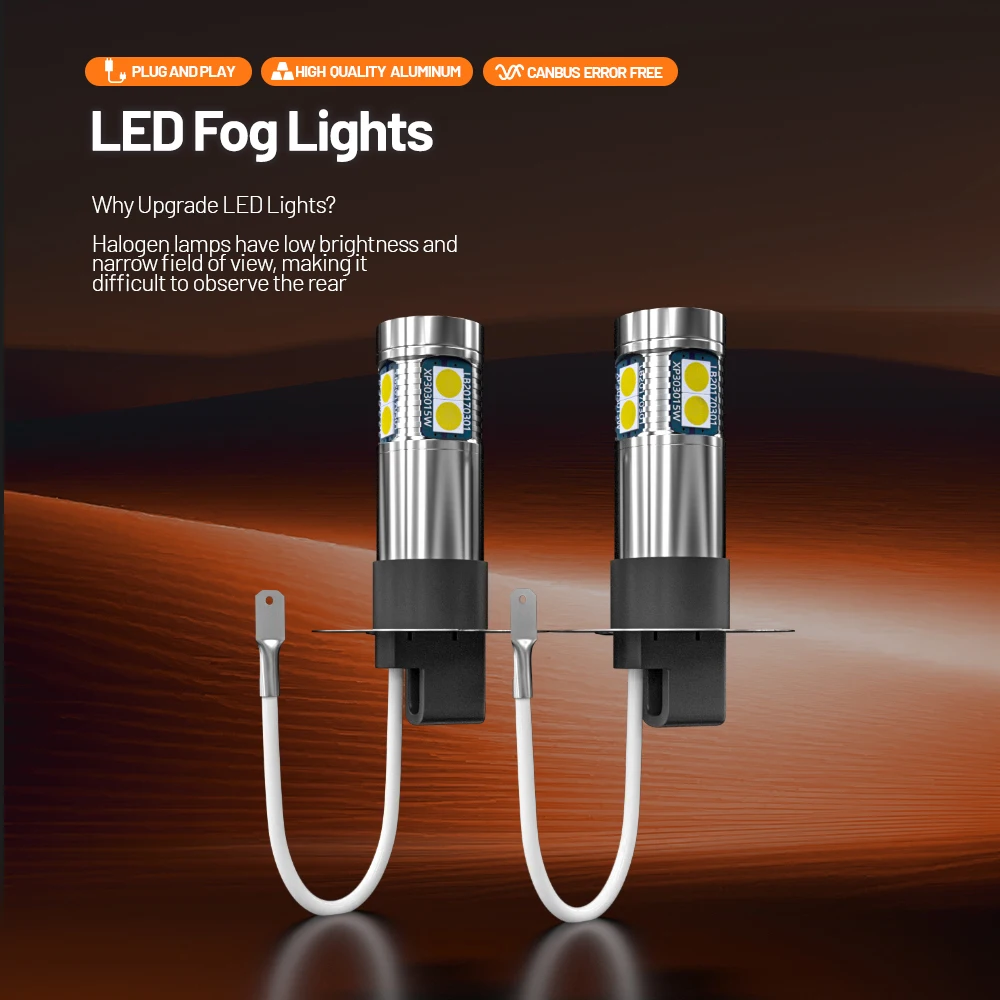 2 قطعة LED الجبهة الضباب ضوء Blub H3 مصباح Canbus لا خطأ لادا سمارة 2108 2109 2113 2114 2115 1990-2013