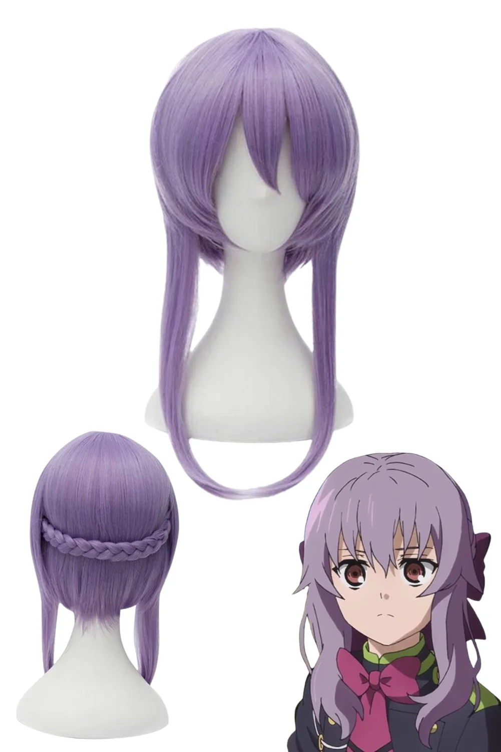 Anime Seraph Peruca Cosplay, Cabelo Sintético Resistente ao Calor, The End, Shinoa, Hiiragi, Carnaval, Halloween Party, Roleplay Props