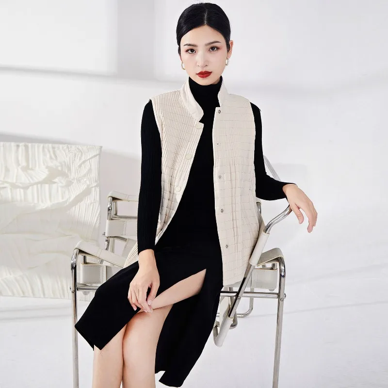 Miyake Fold Autumn/Winter 2025 New Cotton Vest Women's Outfit Design Versatile Cotton Jacket Cotton Robe Women's Jacket Pleats #2