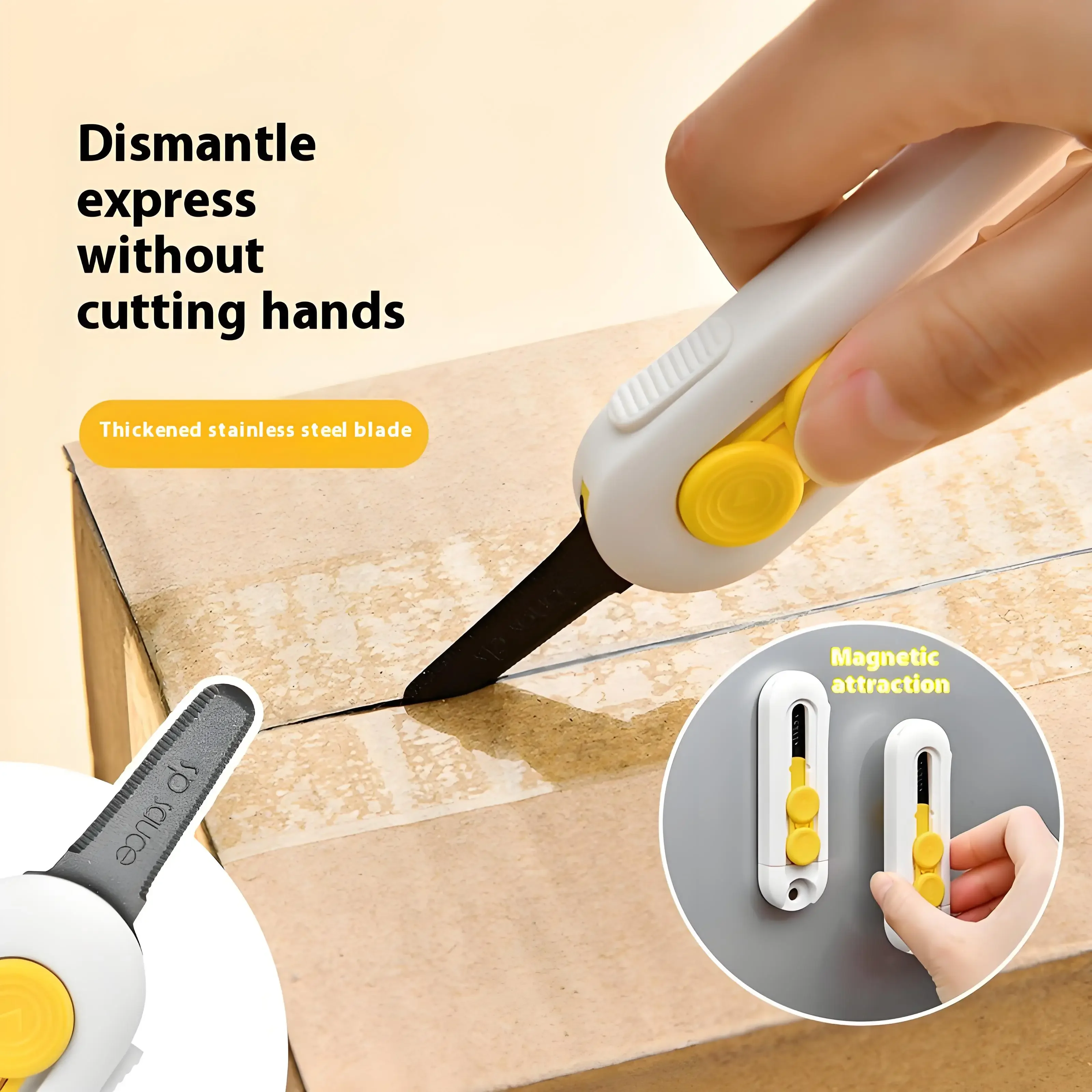 Magnetic Courier Opening Knife Multifunctional Portable Courier Unboxing Knives Retractable Self-locking Rebound Art Knife Tool