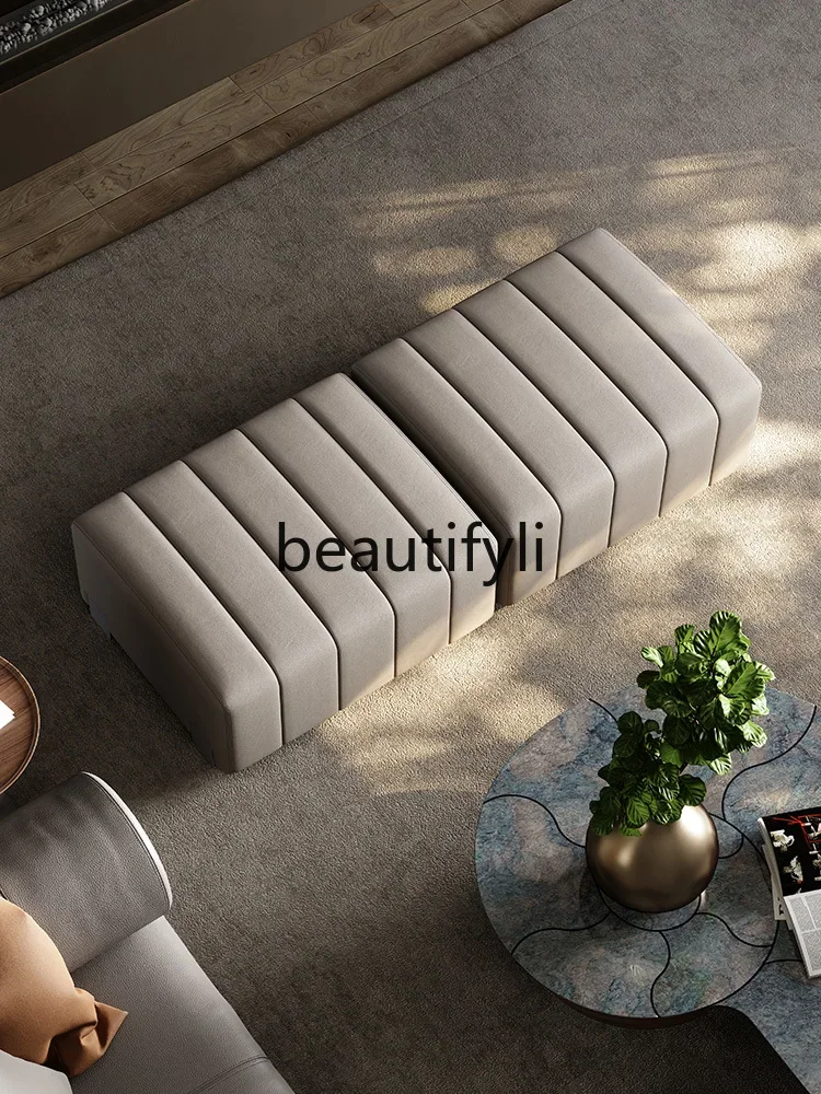 Soft bag sofa stool high-end modern light luxury shoe stool creative leather rectangular pedal