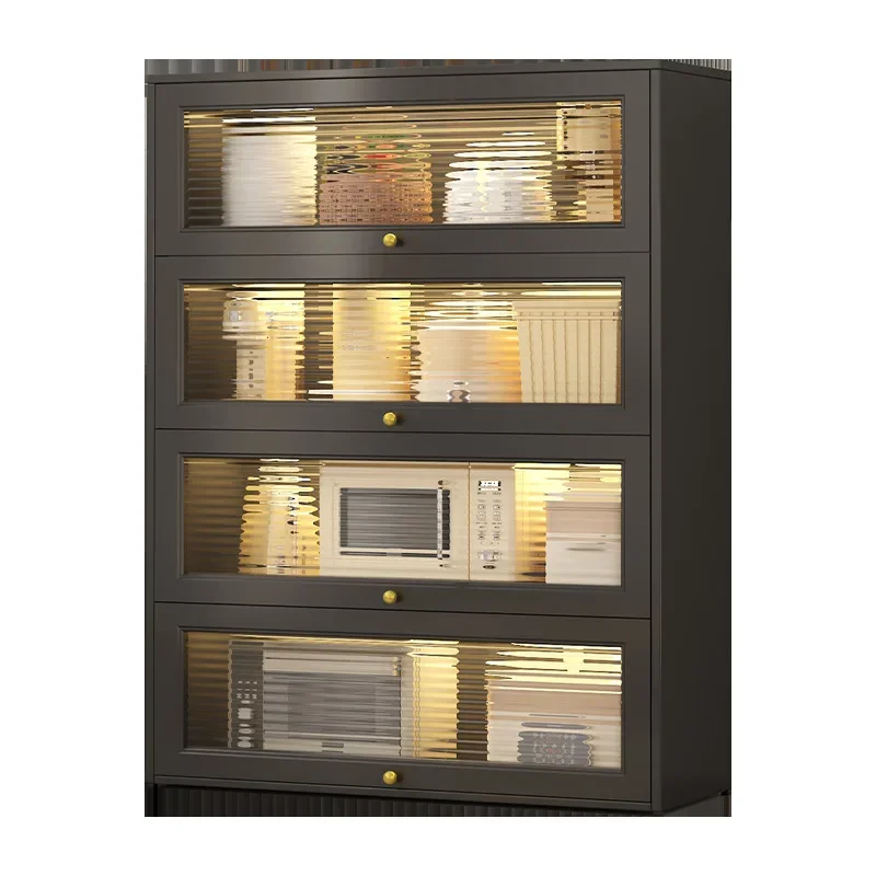 Armadietto portaoggetti multifunzionale per uso domestico con porta ribaltabile da cucina, armadietto per forno a microonde per piccoli elettrodomestici