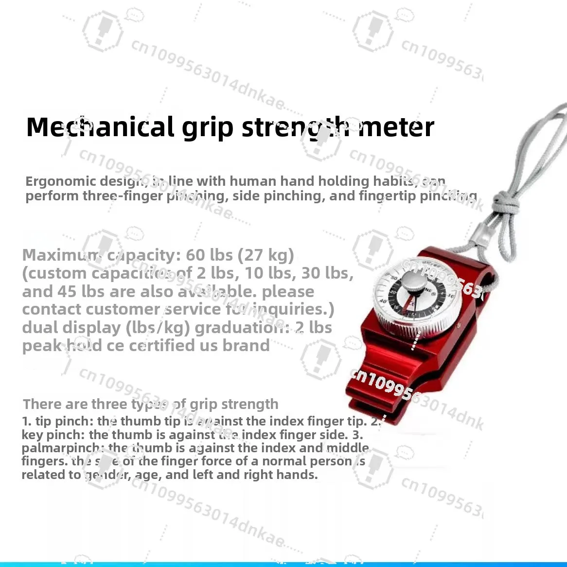 Pinch Force Meter Finger Strength Portable Finger Muscle Strength Evaluator Elderly Evaluation Pinch Force Test Instrument Grip