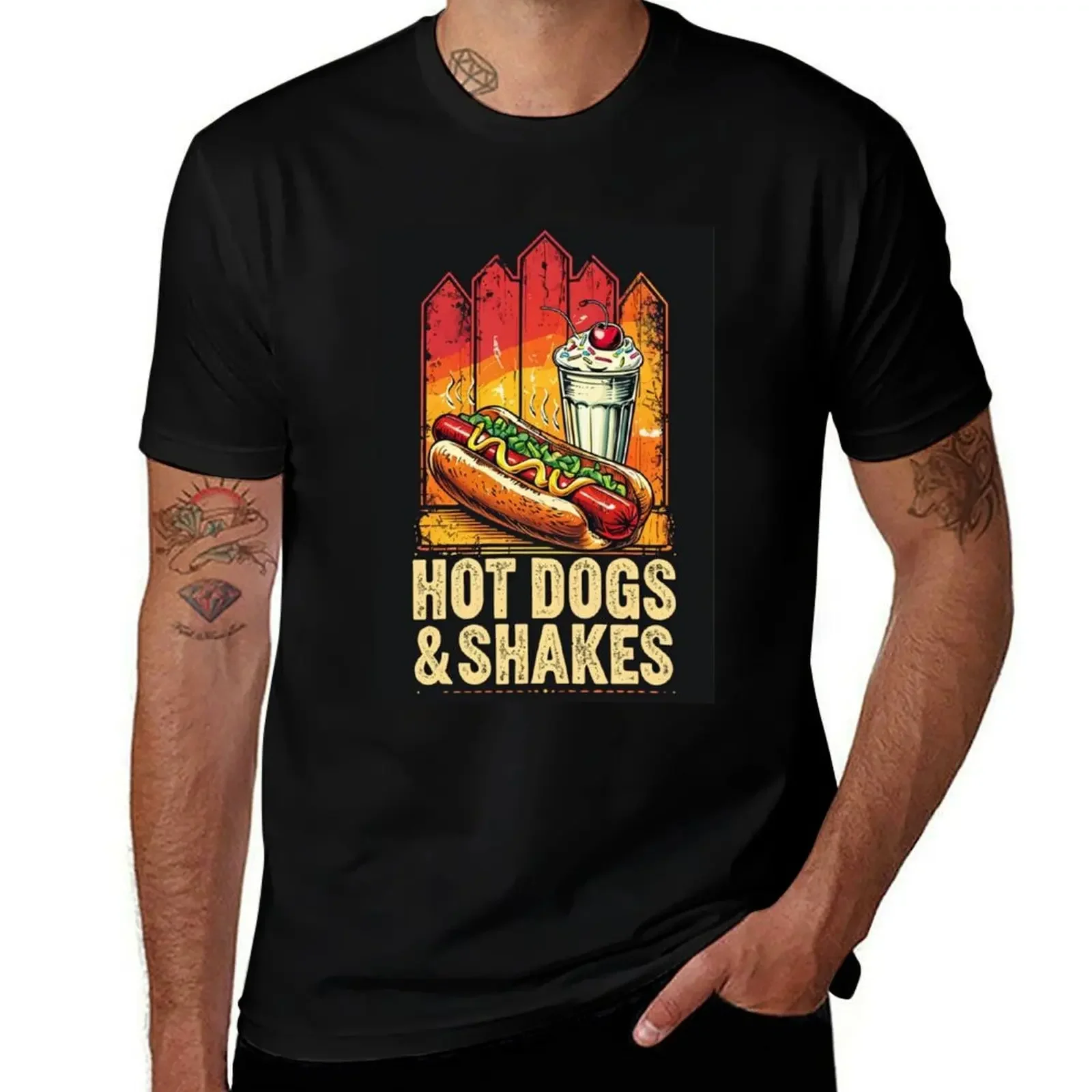 

Hotdogs And Shakes T-Shirt vintage graphic tee luxury t-shirt vintage t shirts korean fashion compression shirt men