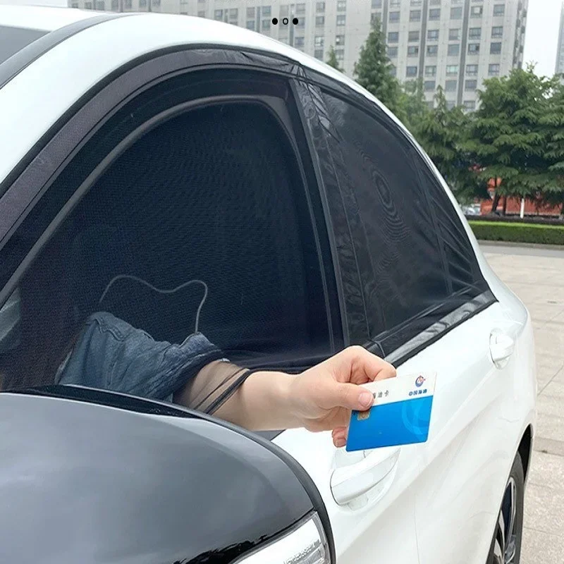 1-4Pcs Car Window Screen Door Covers SUV Sunshade Anti-mosquito Insect Ventilation Breathable Shading Cooling Car Screen Window image 4