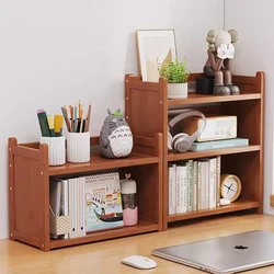 small double bookshelves desk stand storage racks bamboo wooden furniture office shelf for book magazine ECO-friendly