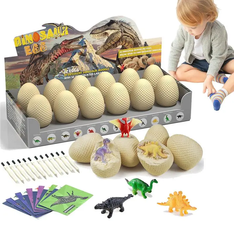12Pcs Archeological Dig Up Dinosaur Egg Fossil Excavation Toy DIY Dino Egg Multiplayer Party Favors Toys Kid Scientific Mining