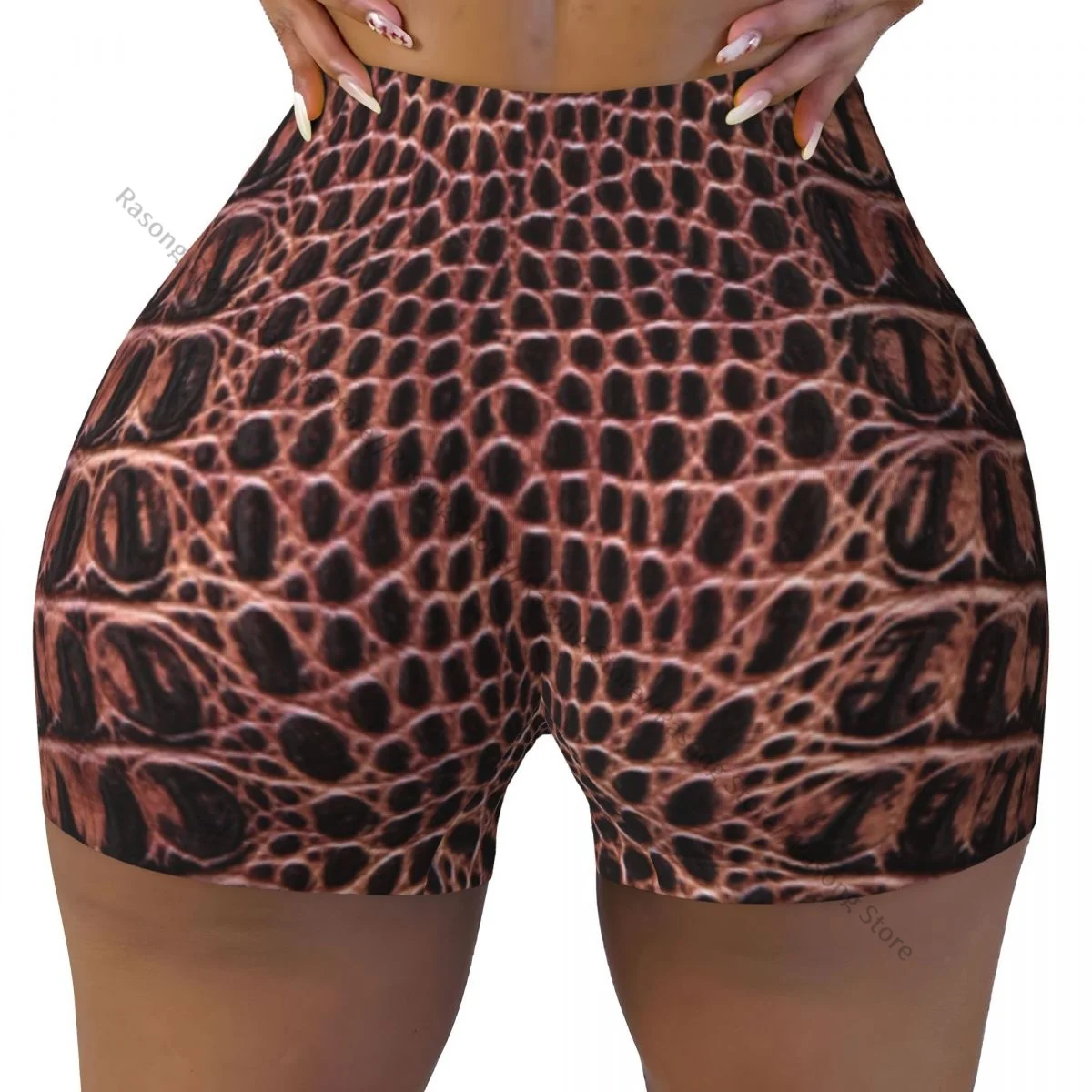 섹시한 타이트 힙 스포츠 반바지 악어 뱀피 무늬 피트니스 여성용 편안한 요가 반바지
