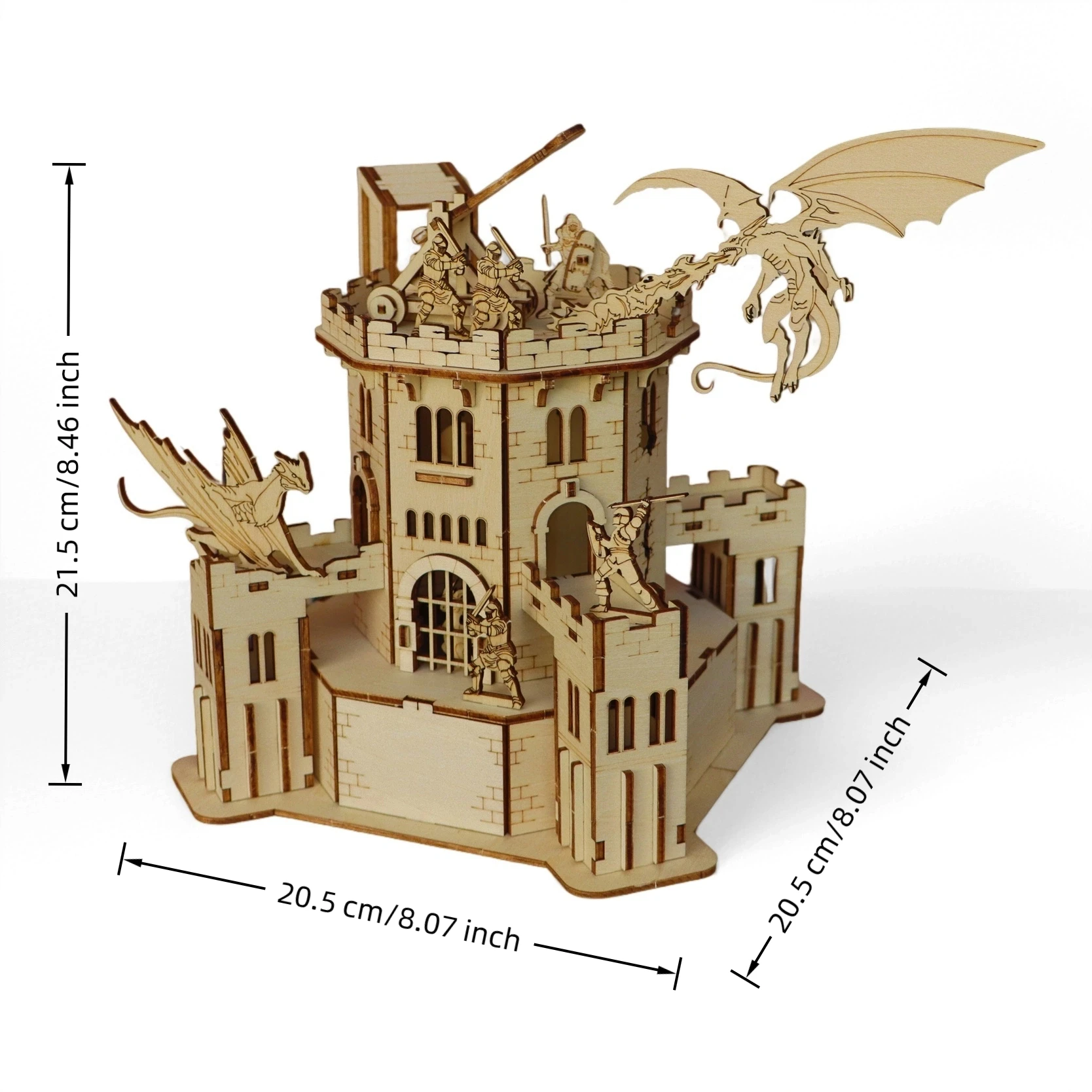3D-Holzpuzzle Drachenburg, Fantasy-Retro-Simulationsmodell, handgefertigtes DIY-Montagespielzeug, Eltern-Kind-pädagogisch interaktiv
