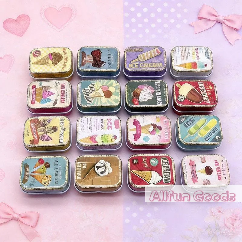 1PCS Flip Cover Tin Box Mini Rectangular Iron Box Decorative Box Portable Small Storage Cans Candy Pills PaperClip CuteStyle