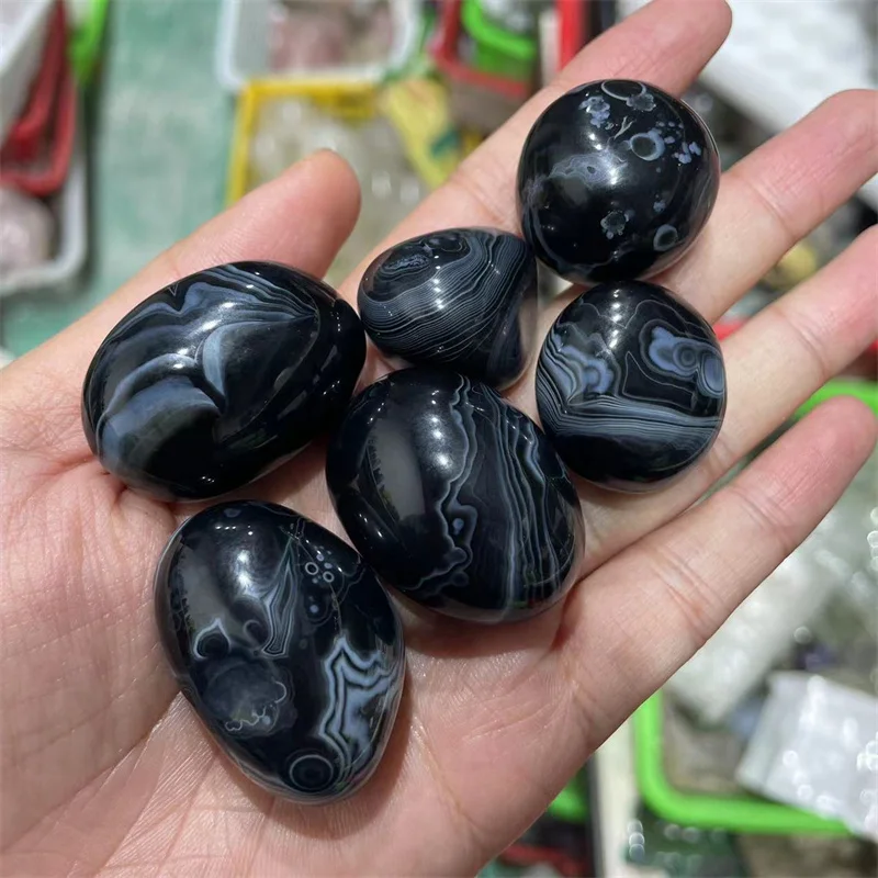 50g Feng shui natural quartz black onyx stones bulk tumbled stone for home decoration
