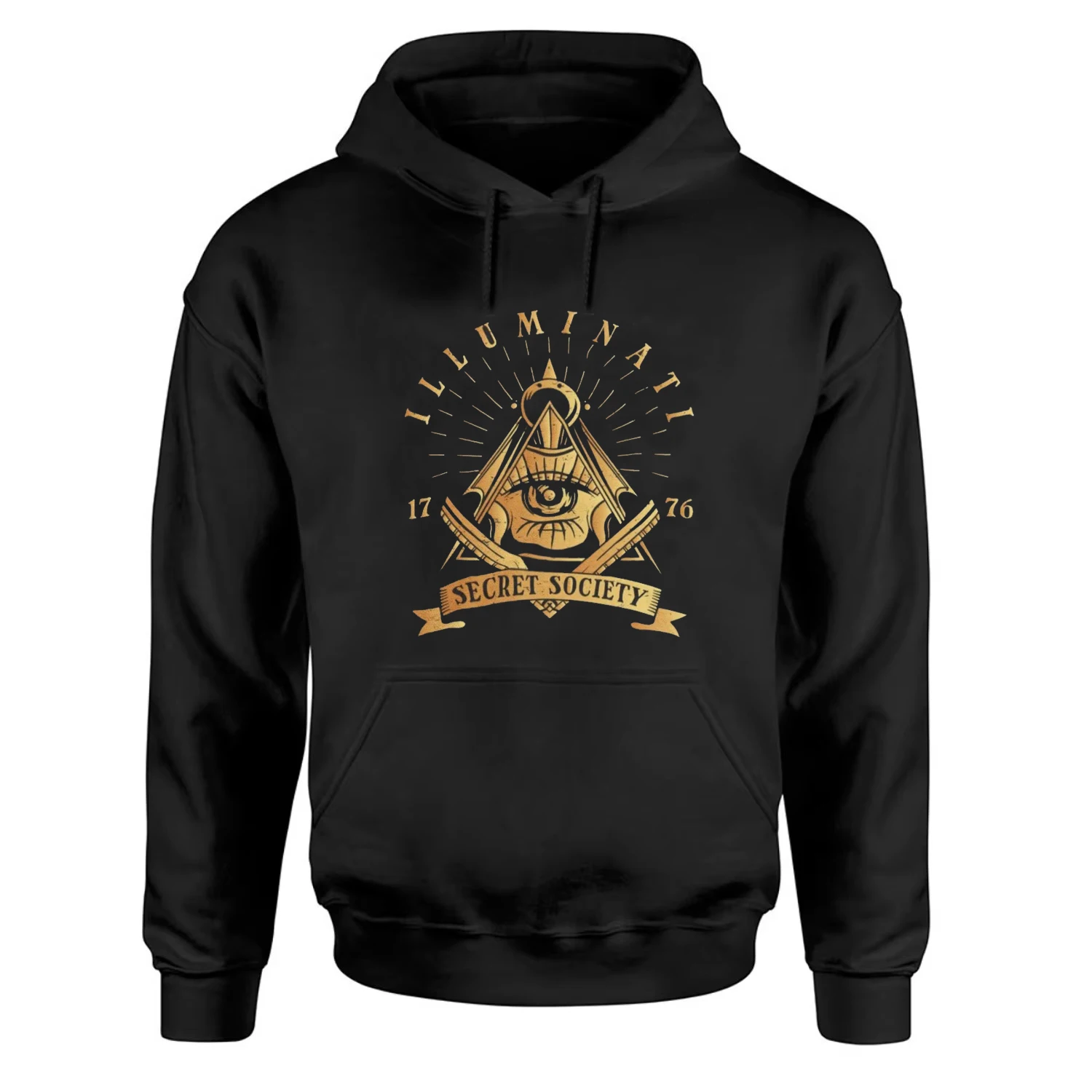 

Illuminati Secret Society Gold Freemason Symbol Masonic Pullover Hoodie Comfortable Cotton Casual Mens Sweatshirt Streetwear