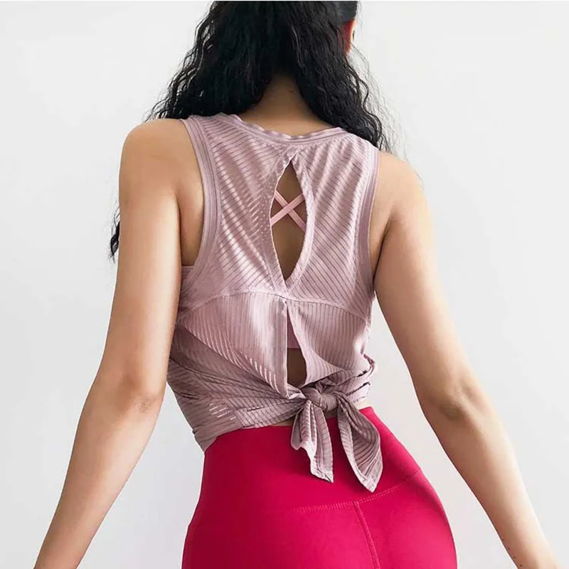 Sexy Open Back Sport T-shirt Women Gym Tank top Loose Sportswear Breathable Workout Tank Top Sleeveless Fitness Yoga T shirt top