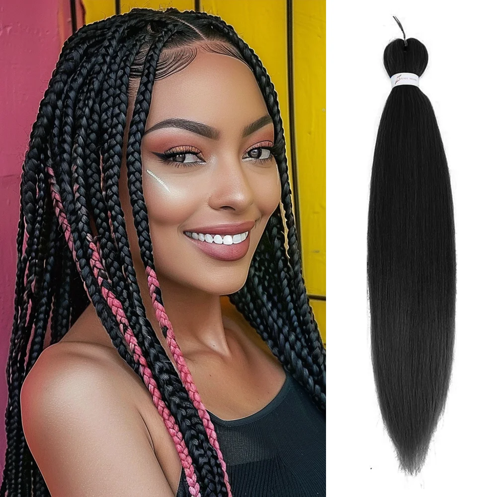 Pré-esticado trança extensões de cabelo, afro Crochet tranças, cabelo falso sintético, DIY, pêssego rosa, trança Jumbo, 26 em