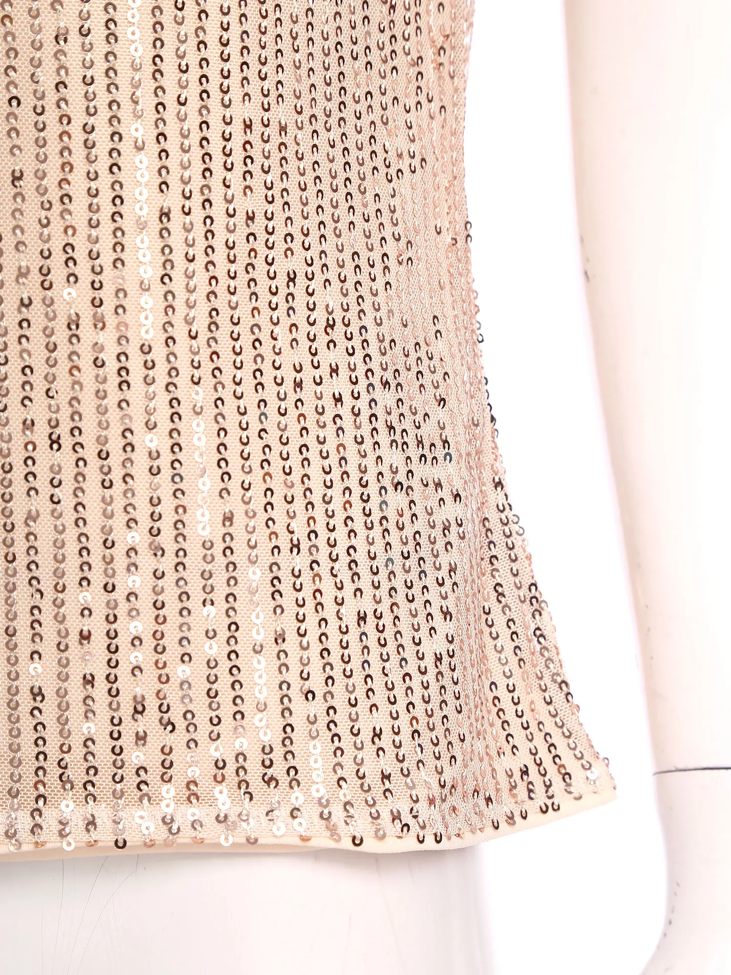 女性キラキラスパンコール Tシャツ 裏地付き 光沢のある V ネック フライスリーブ プルオーバー ブラウス シャツ タンクトップ カジュアル デイリー パーティー クラブ用