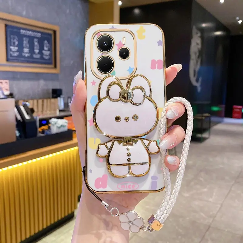 

Clover Strap Lanyard Nice Rabbit Phone Holder Case For Xiaomi Redmi Note 14 13 12 Pro Plus Redmi 12 13 12C 13C 14C 15C 4G 5G