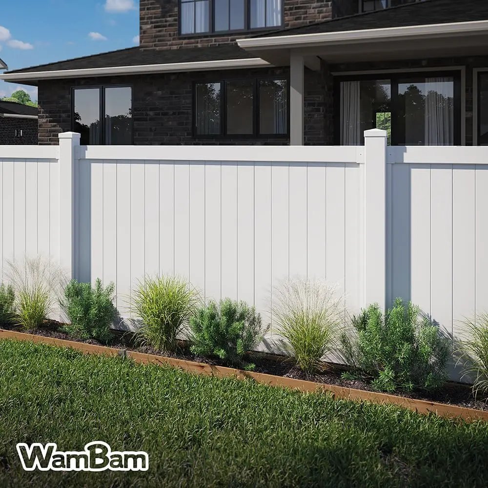 4Ft H X 6Ft W (1 Panel + 1 Post) No Dig Wambam Westport Fence Kit, White Vinyl Privacy Fence Panel, Easy Diy Installation Fence