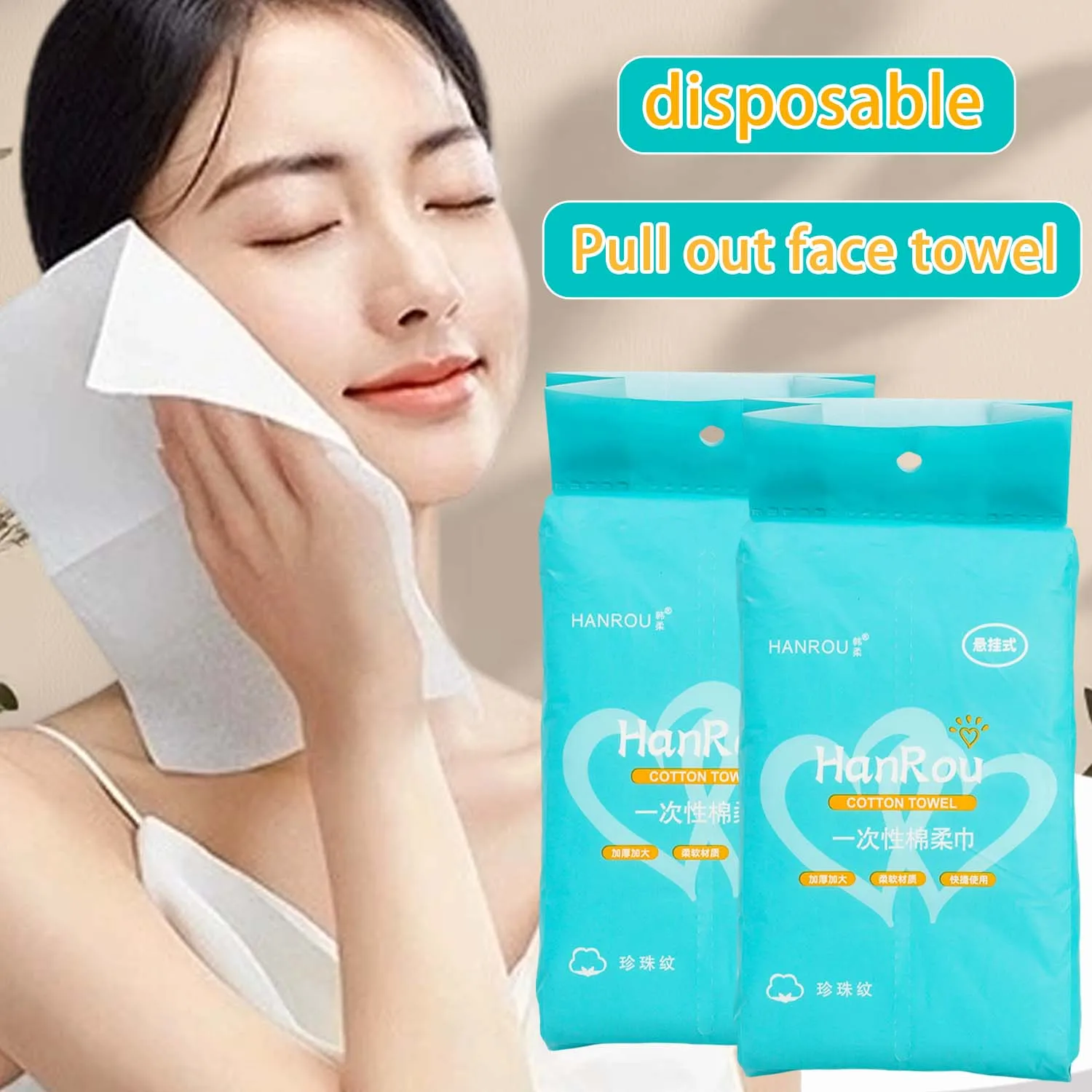 Wegwerp gezichtshanddoek Gezichtsreinigingsdoekjes Zachte absorberende make-up verwijderaar Doekjes voor reizen Spa Thuisgebruik Droog nat katoenen weefsel