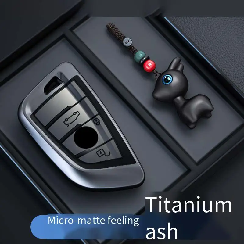 New Titanium Gray for BMW X1 X3 X4 X5 X6 F15 F16 G30 3 5 7 Series G11 F48 Smart Remote Car Key Case Cover Holder Fob Keychain