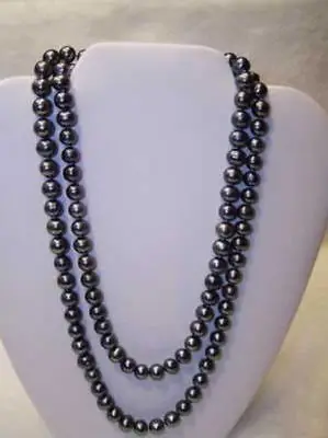 

AA 8-9mm tahitian black pearl necklace 48inch 122cm