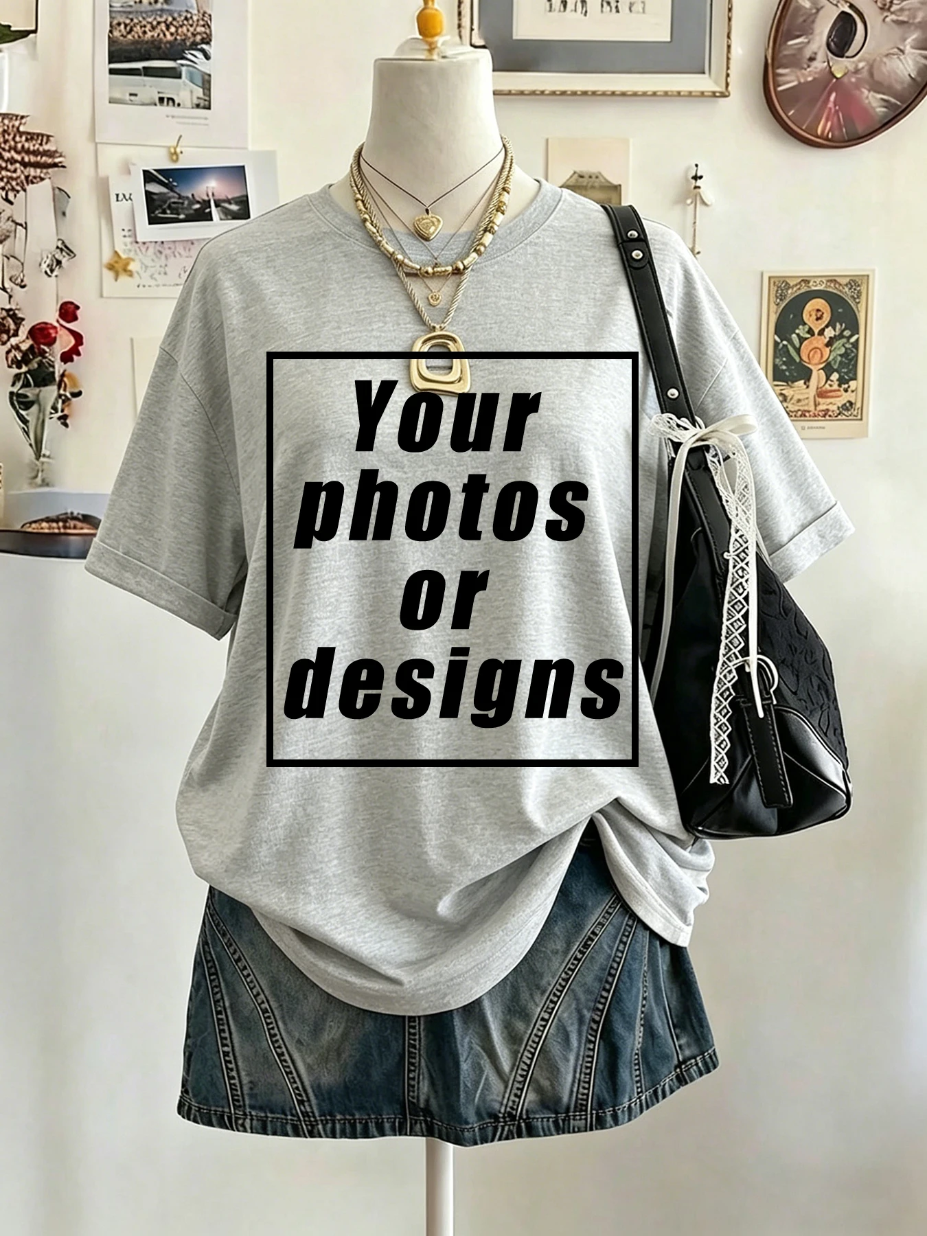 Custom Graphic Logo Basics T-Shirt Vintage Loose Clothing Fashion Personalized O-Neck Short Sleeve Unisex Summer 100% cotton tee image 2