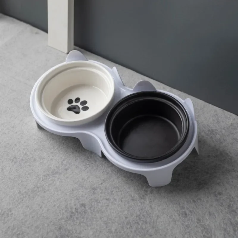 

Cat bowl ceramic double bowl water bowl protection cervical spine cat food drinking water pet supplies