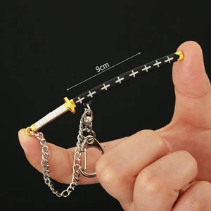 Anime -Schwerter Schlüsselbund für Männer, Metallwaffenmodell, 9 cm Schwert Säbel, Schneemesserschlüsselkette, Katana -Spielzeug, 20 Stile 12 Hauptverkaufsschwert mit Scheide - №10