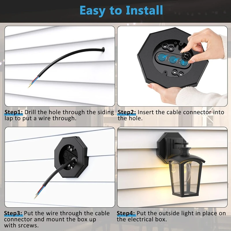 Octagon Siding Mounting Kit, 8141 Vertical Siding Lamps Mounting Plate Siding Light Blocks for 1/2inch Lap Siding Black