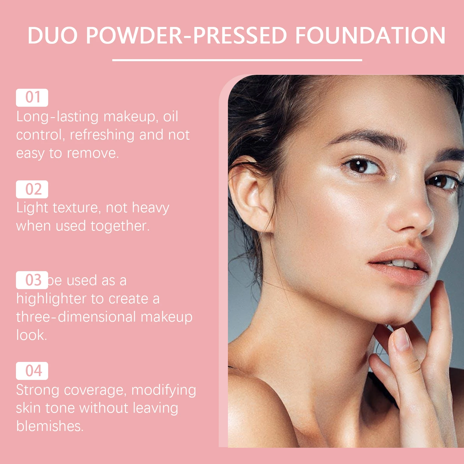 Full Coverage Pressed Powder Foundation Oil Control Brightening Waterproof Lasting Flawless Finishing Powder Face Makeup Setting