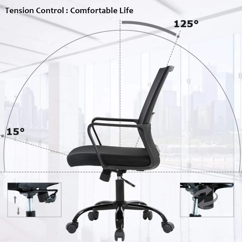 Ergonomic Home Office Desk Chair | Swivel Rolling Mesh Task Chair with Lumbar Support & Adjustable Height - Executive Computer