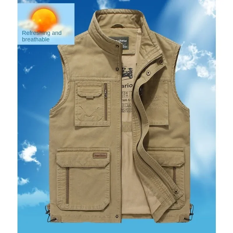 

Work Vest Men Cowboy Man Men's Clothing Spring Hunting Camping Knit Luxury Denim Multi-pocket Sleeveless Jacket