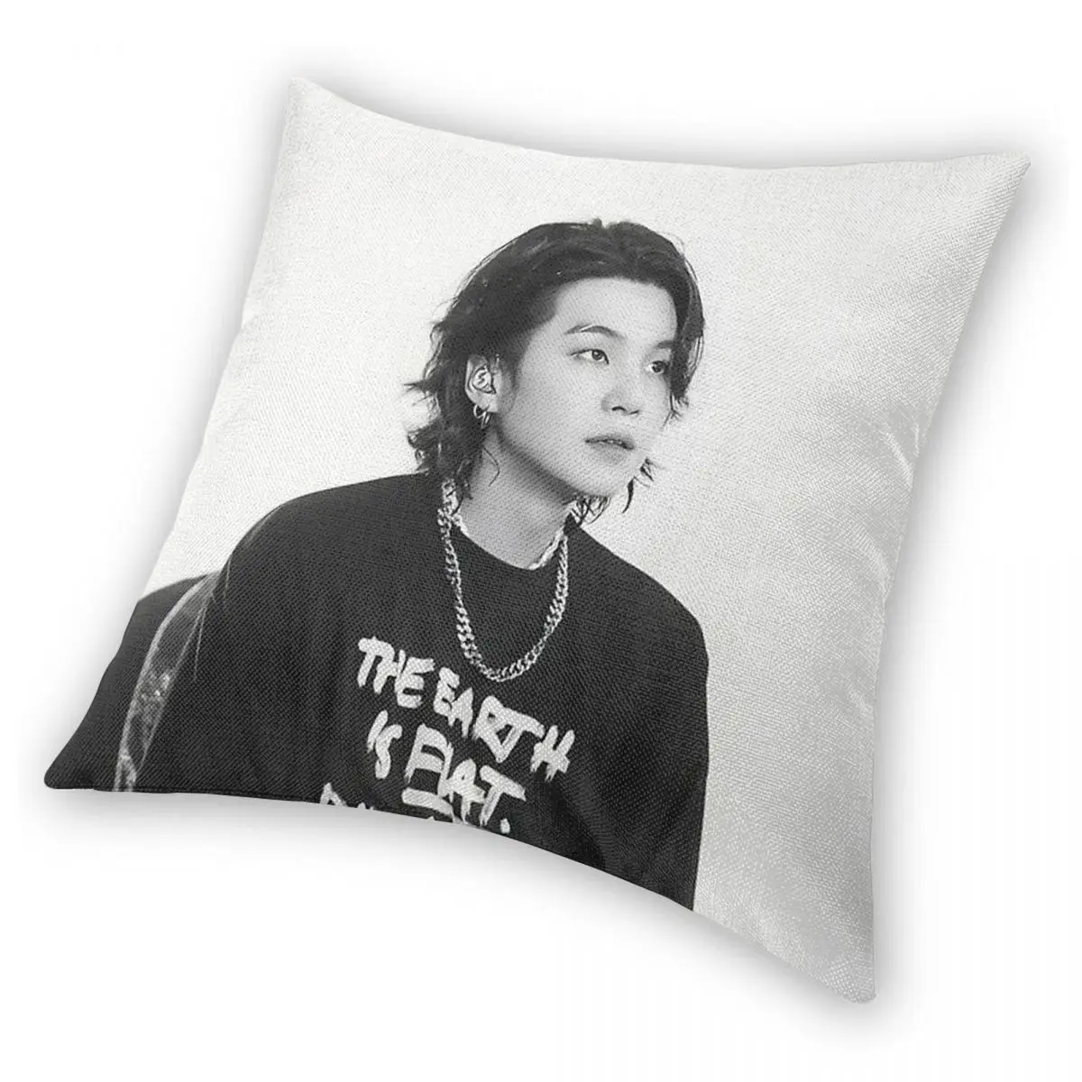SUGA Yoongi Concert Square Pillowcase Polyester Linen Velvet Pattern Zip Decor Throw Pillow Case Sofa Seater Cushion Cover 45x45