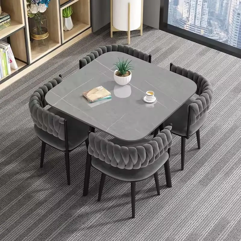 Light Luxury Extendable Foldable Hotel Casual 1 Table 4 Chair