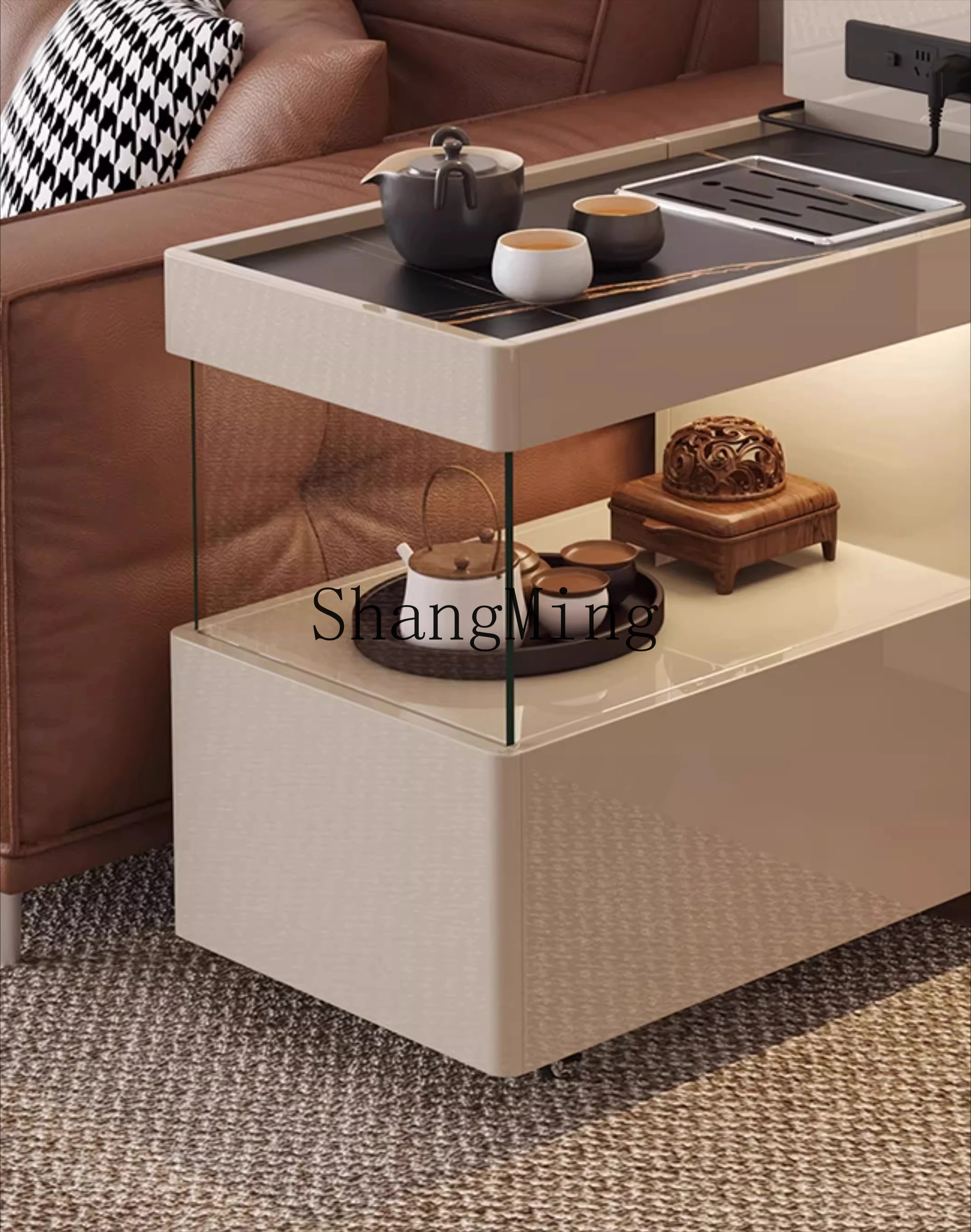 FG good-looking sofa side tea cabinet living room light luxury high-end trolley with kettle
