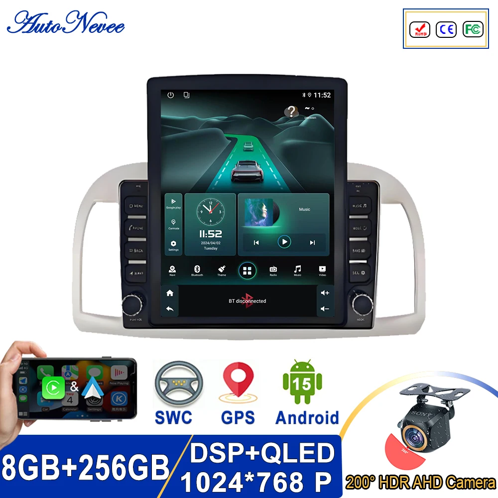 9.7 Polegada tela android 15 carro para nissan março 3 k12 2002 - 2010 4g multimídia player navegação sem 2din dvd rádio carplay wifi