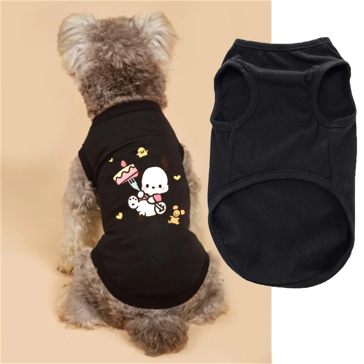 Chaleco para mascotas con estampado de perro y pastel Pacha, camiseta sin mangas informal con cuello redondo para mascotas