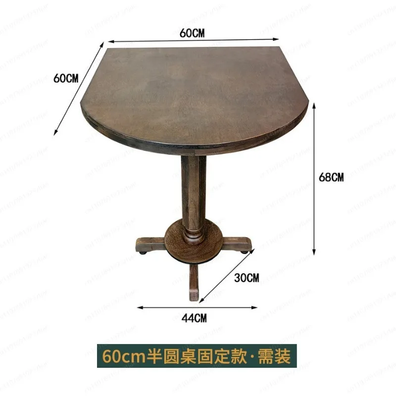 splicing solid wood long table household balcony living room coffee shop milk tea semi-round table against the wall
