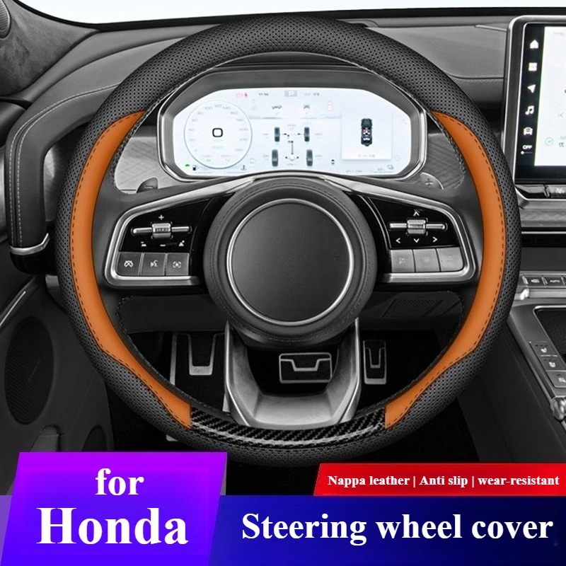 

Nappa Leather Steering Wheel Covers for Honda Civic CRV XRV Integra Fit Breeze Avancier Accord Car Accessories Steering Covers