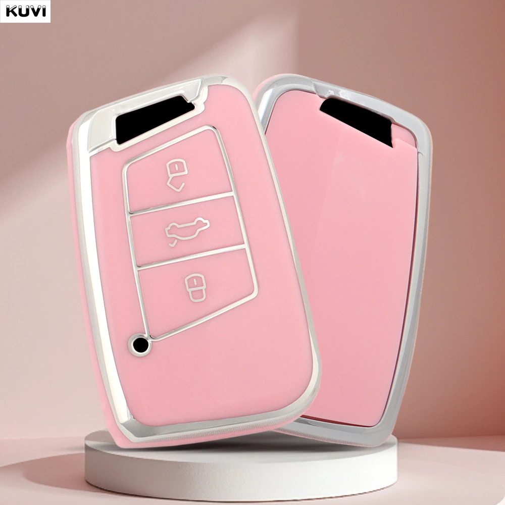 حافظة مفاتيح ذكية عن بعد للسيارة من مادة البولي يوريثان غطاء لسيارة VW Volkswagen Magotan Passat B8 Skoda Superb Kodiaq A7 ملحقات فوب