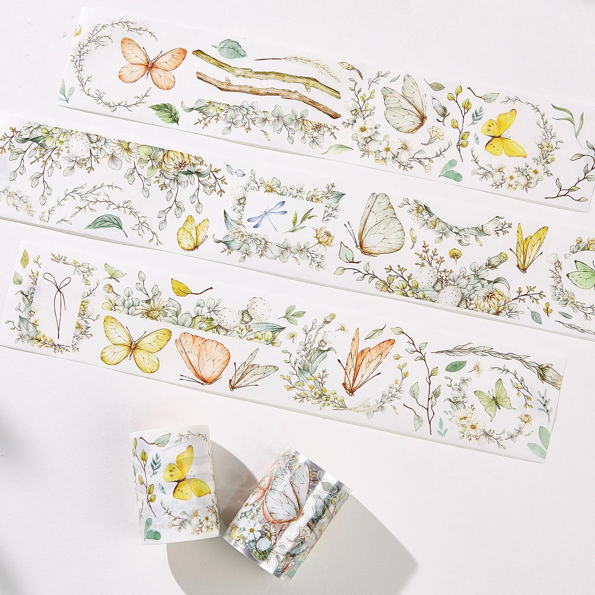 

42 WT Flowers and Butterflies Washi Die Cut 6x100cm Journal Tape Sample Roll Decorative Scrapbook Stickers