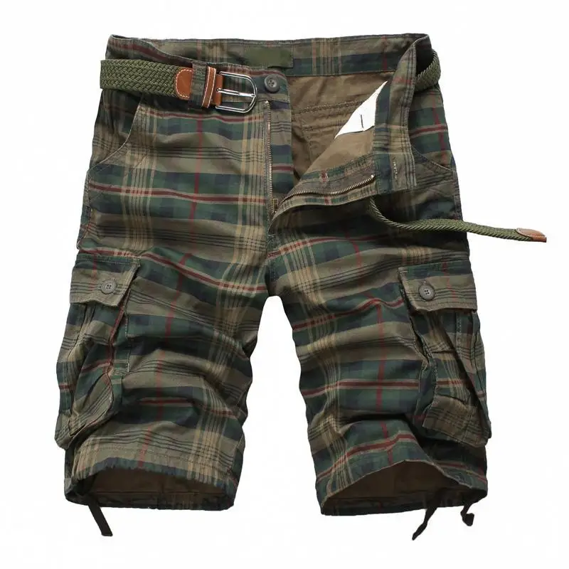 Men's Cargo Shorts Multi Pocket Cotton Check Baggy Male Short Pants Distressed Nylon Popular Y2k Strech Streetwear Beautiful