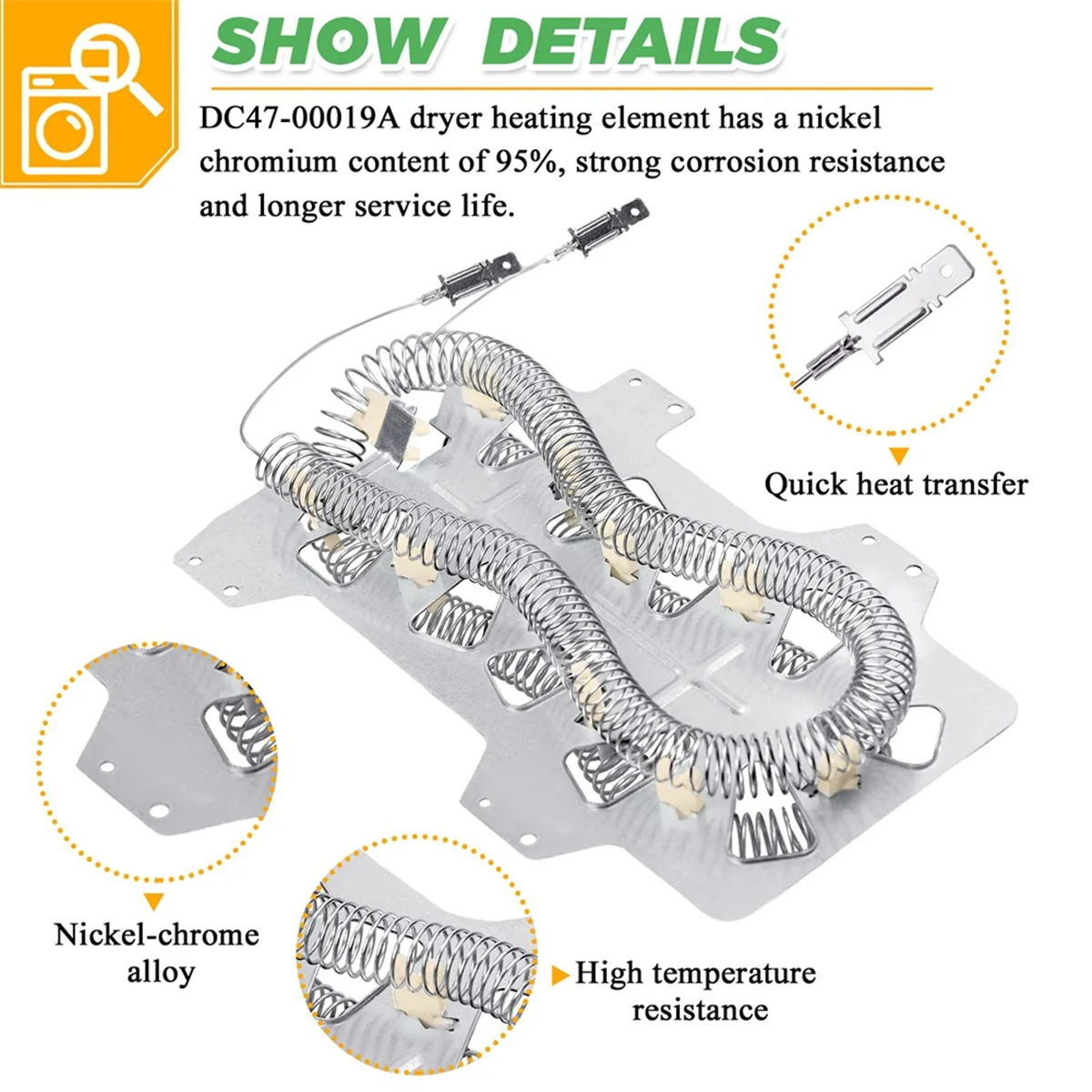 Secador Aquecimento Elements Kit para Secadores, DC47-00019A, DC96-00887A + DC47-00016A + DC47-00018A