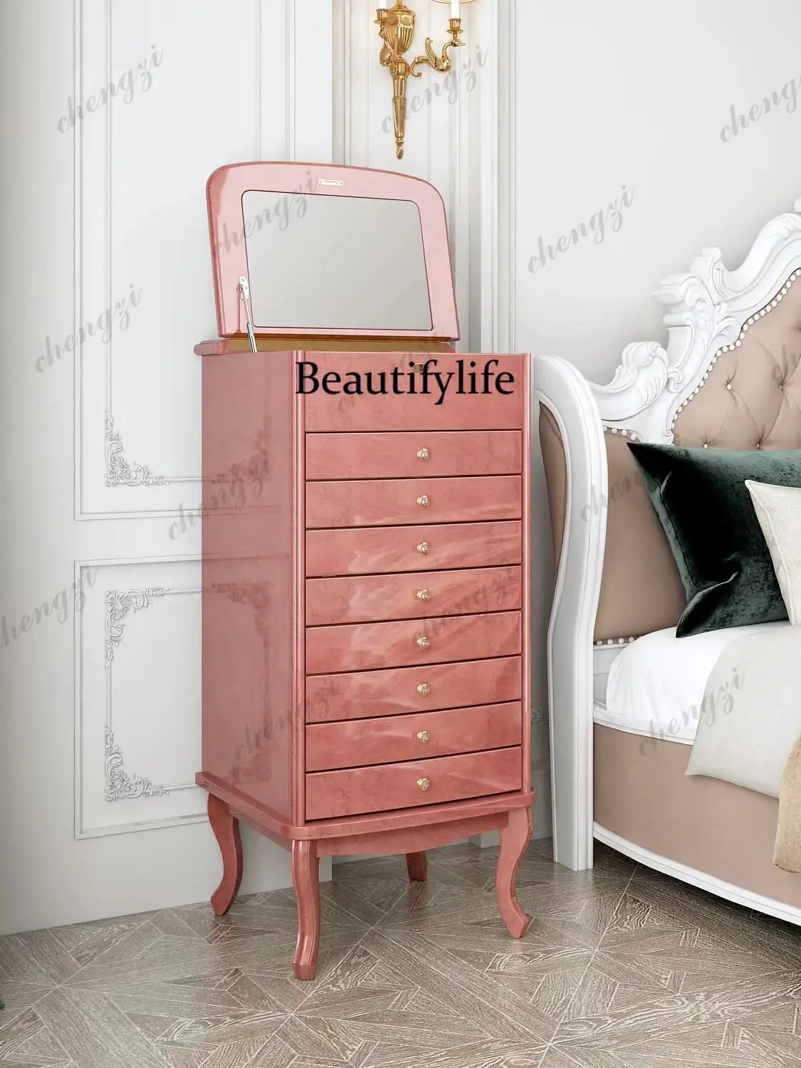 Jewelry Cabinet Locked Bedroom Display Cabinet Simple Multi-layer Floor Locker